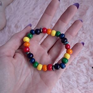 Hot Topic Multicolor Rainbow Beaded Stretch Bracelet